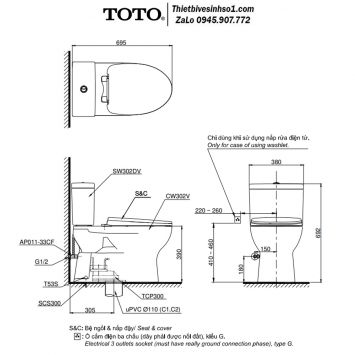 Bồn Cầu Nắp Rửa Cơ TOTO CS302DE2
