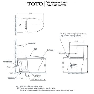 Bồn Cầu Nắp Rửa Cơ TOTO CS326DE2