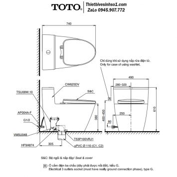Bồn Cầu Nắp Rửa Cơ TOTO MS625DE4