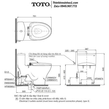 Bồn Cầu Nắp Rửa Cơ TOTO MS885DE4