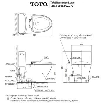 Bồn Cầu Nắp Rửa Cơ TOTO MS887RE2
