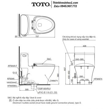 Bồn Cầu Nắp Rửa Cơ TOTO MS887RE4