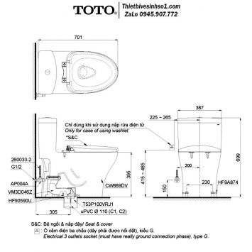 Bồn Cầu Nắp Rửa Cơ TOTO MS889DRE4