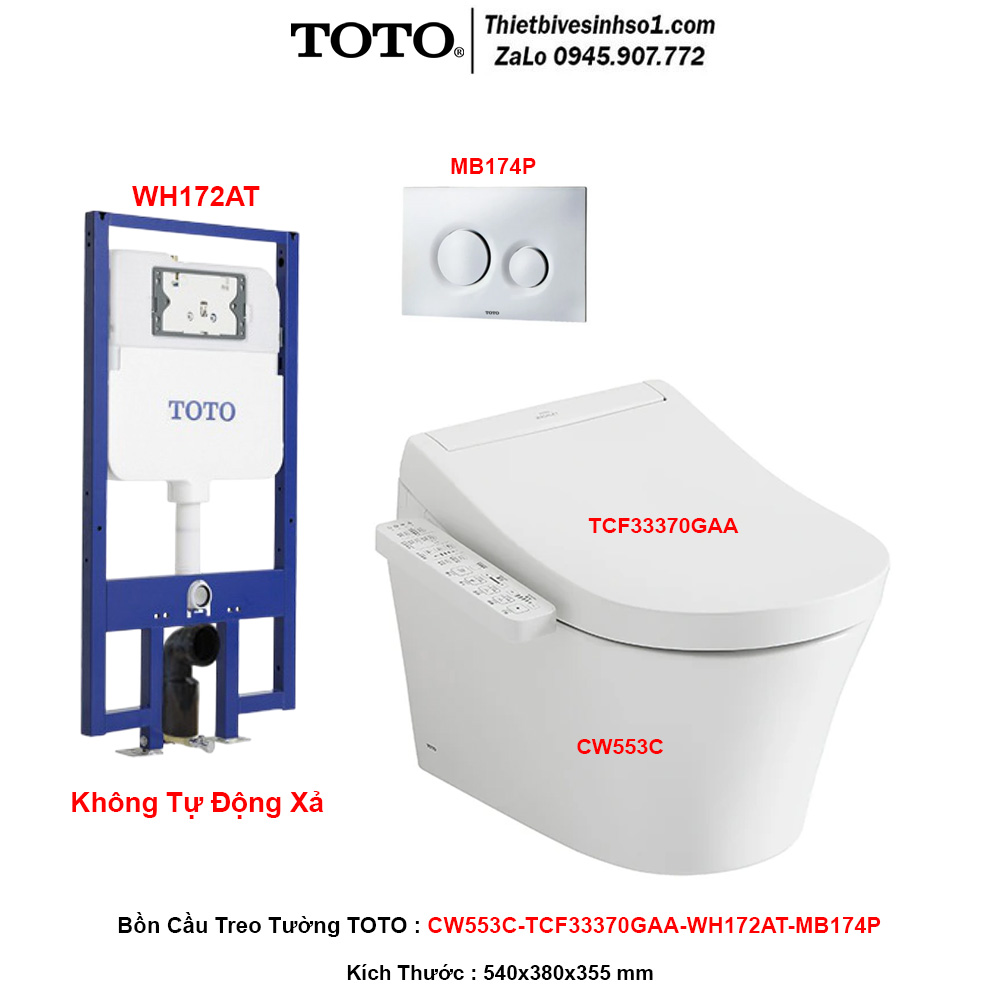 Bồn Cầu Treo Tường TOTO CW553C-TCF33370GAA-WH172AT-MB174P