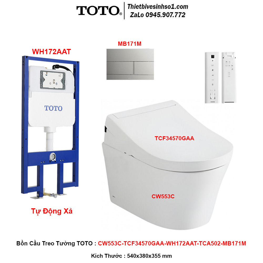 Bồn Cầu Treo Tường TOTO CW553C-TCF34570GAA-WH172AAT-TCA502-MB171M
