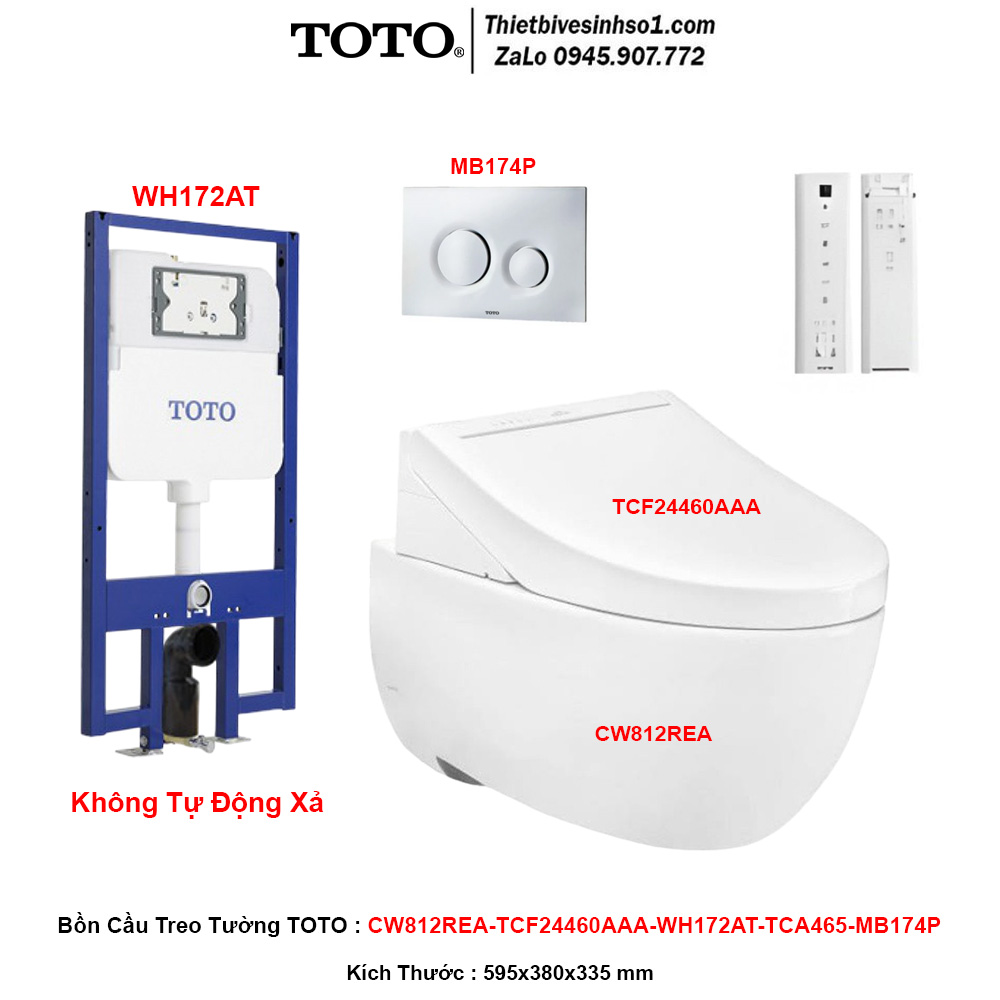 Bồn Cầu Treo Tường TOTO CW812REA-TCF24460AAA-WH172AT-TCA465-MB174P