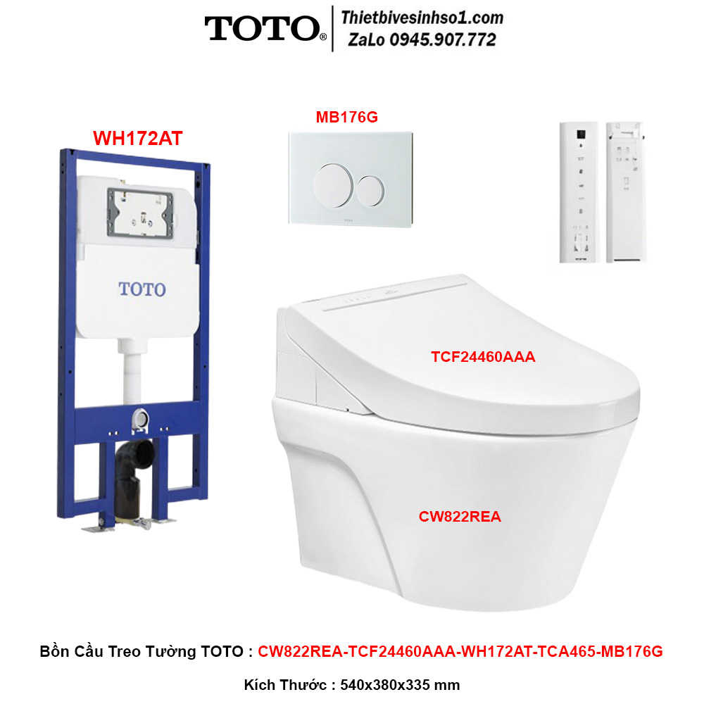 Bồn Cầu Treo Tường TOTO CW822REA-TCF24460AAA-WH172AT-TCA465-MB176G