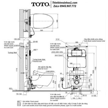 Bồn Cầu Treo Tường TOTO CW812REA-TCF4911EZ-WH172AAT-TCA464-MB174P
