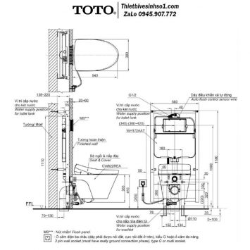 Bồn Cầu Treo Tường TOTO CW822REA-TCF4911EZ-WH172AAT-TCA464-MB176G