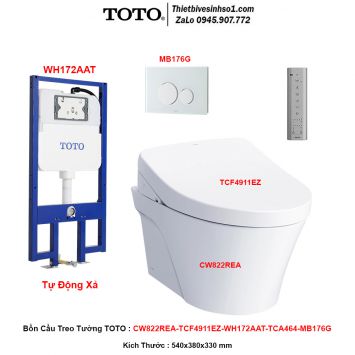 Bồn Cầu Treo Tường TOTO CW822REA-TCF4911EZ-WH172AAT-TCA464-MB176G