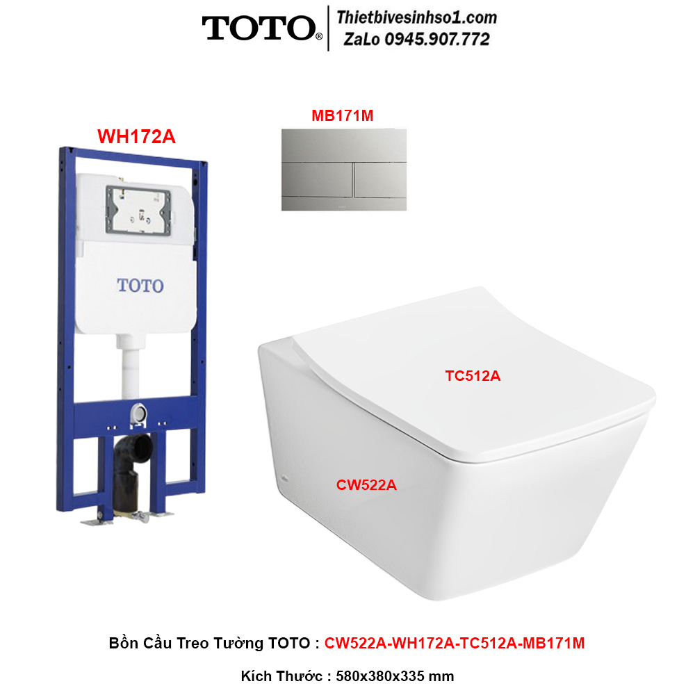 Bồn Cầu Treo Tường TOTO CW522A-WH172A-TC512A-MB171M
