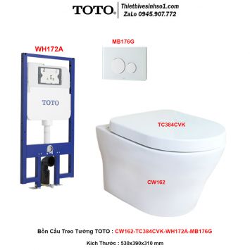 Bồn Cầu Treo Tường TOTO CW162-TC384CVK-WH172A-MB176G