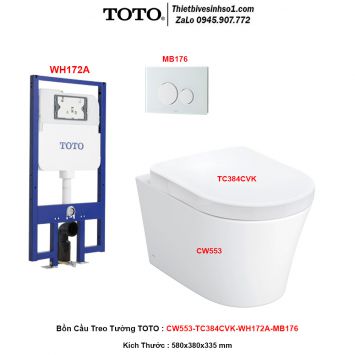 Bồn Cầu Treo Tường TOTO CW553-TC384CVK-WH172A-MB176