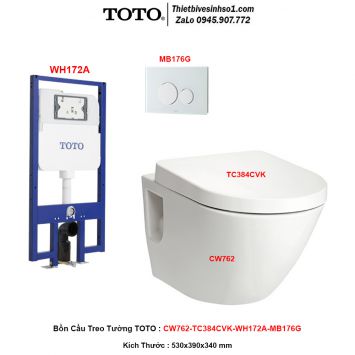 Bồn Cầu Treo Tường TOTO CW762-TC384CVK-WH172A-MB176G