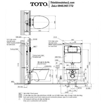 Bồn Cầu Treo Tường TOTO CW822RA-TC385VS-WH172A-MB176G
