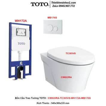 Bồn Cầu Treo Tường TOTO CW822RA-TC385VS-WH172A-MB176G