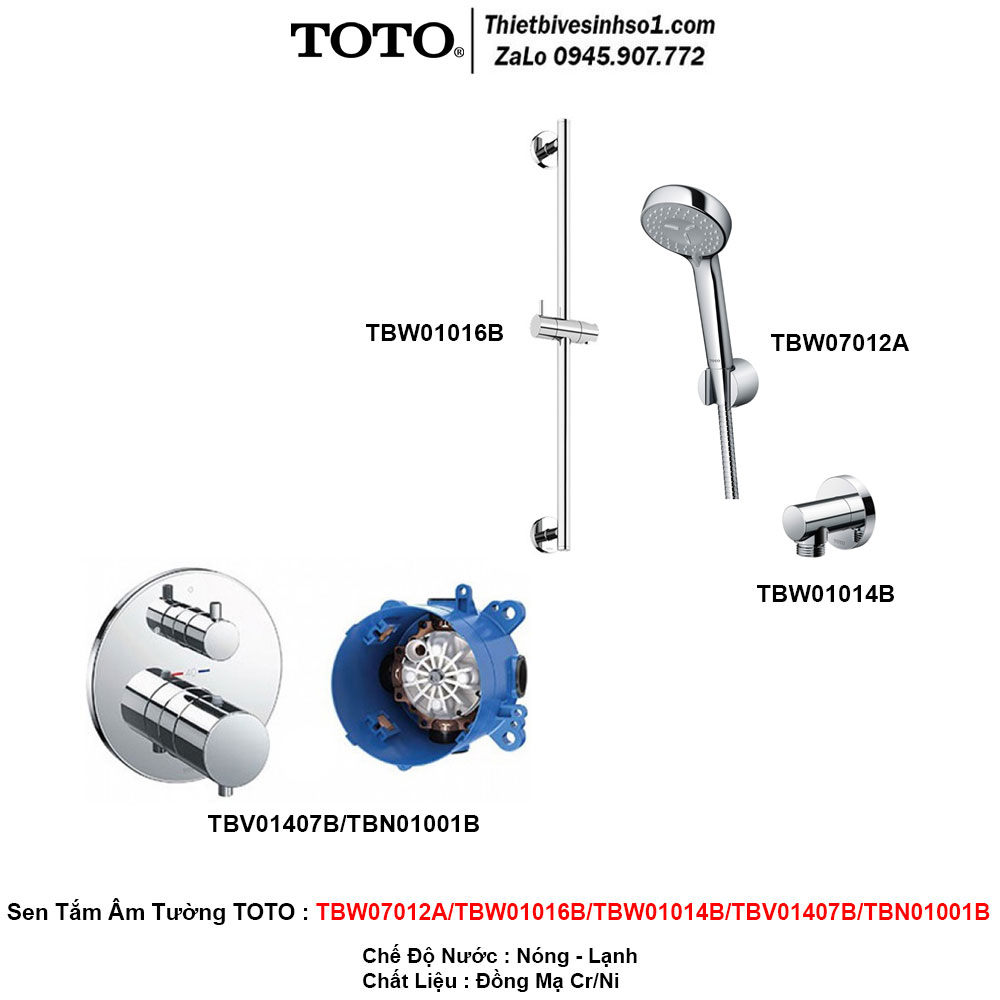 Sen Tắm Âm Tường TOTO TBW07012A-TBW01016B-TBW01014B-TBV01407B-TBN01001B