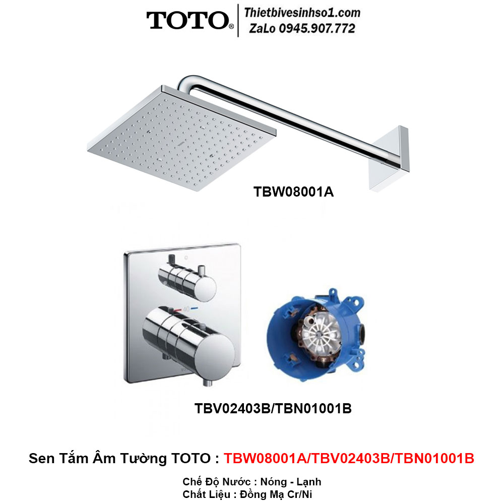 Sen Tắm Âm Tường TOTO TBW08001A-TBV02403B-TBN01001B