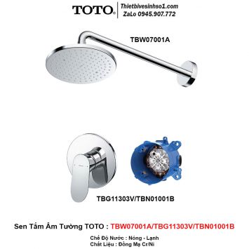 Sen Tắm Âm Tường TOTO TBW07001A-TBG11303V-TBN01001B