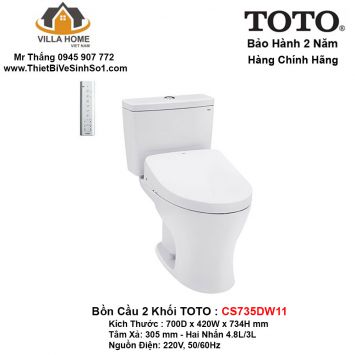 Bồn Cầu 2 Khối Nắp Điện Tử TOTO CS735DW11