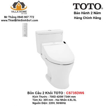 Bồn Cầu 2 Khối Nắp Điện Tử TOTO CS735DW6