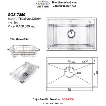 Chậu Rửa Bát Daeshin SQS-7850