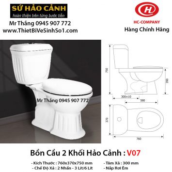 Bồn Cầu 2 Khối HC Hảo Cảnh V07