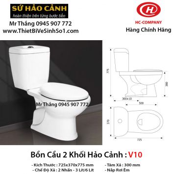 Bồn Cầu 2 Khối HC Hảo Cảnh V10