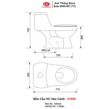 Bồn Cầu HC Hảo Cảnh V1002-2