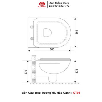 Bồn Cầu Treo Tường HC Hảo Cảnh CT01