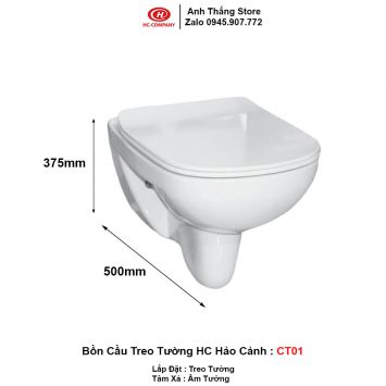 Bồn Cầu Treo Tường HC Hảo Cảnh CT01