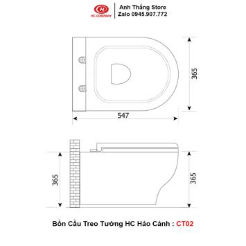 Bồn Cầu Treo Tường HC Hảo Cảnh CT02