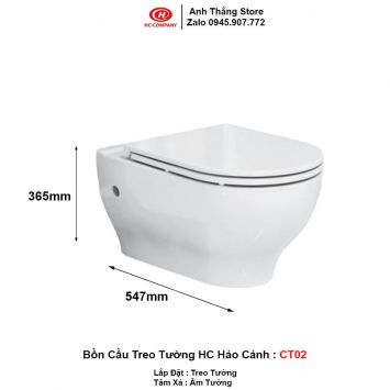 Bồn Cầu Treo Tường HC Hảo Cảnh CT02