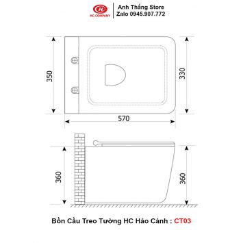 Bồn Cầu Treo Tường HC Hảo Cảnh CT03