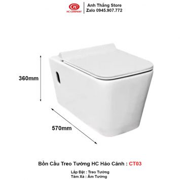 Bồn Cầu Treo Tường HC Hảo Cảnh CT03