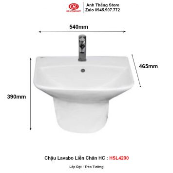 Chậu Lavabo Liền Chân HC HSL4200