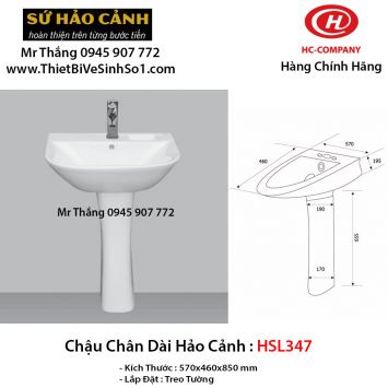 Chậu Lavabo Chân Dài HC HSL347