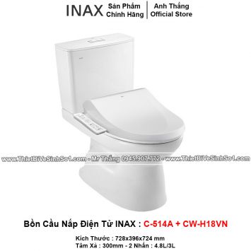 Bồn Cầu Nắp Điện Tử INAX C-514A+CW-H18VN