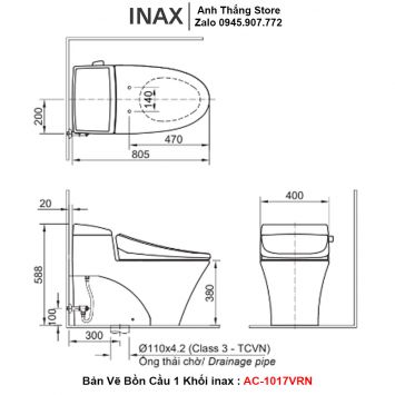 Bồn Cầu 1 Khối inax AC-1017VRN