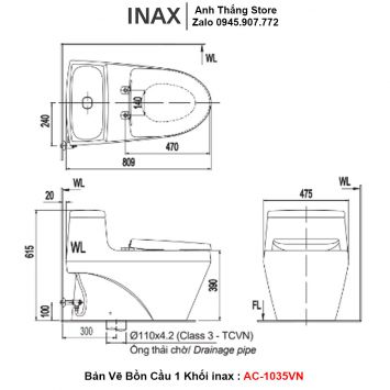 Bồn Cầu 1 Khối inax AC-1035VN