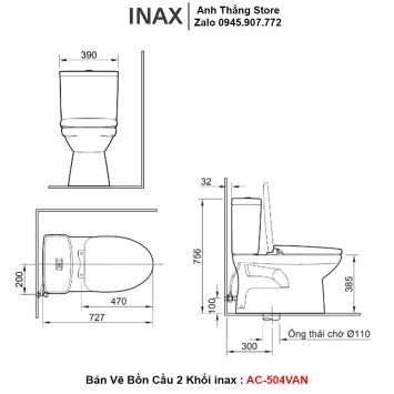 Bồn Cầu 2 Khối inax AC-504VAN