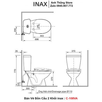 Bồn Cầu 2 Khối inax C-108VA