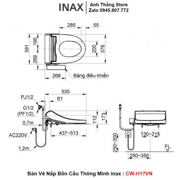 Nắp Thông Minh Điện Tử INAX CW-H17VN