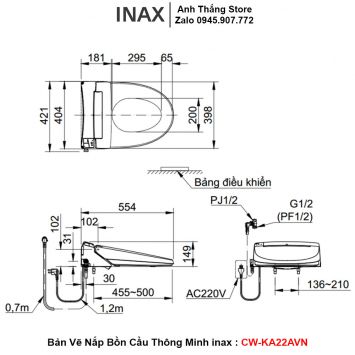 Nắp Thông Minh Điện Tử INAX CW-KA22AVN