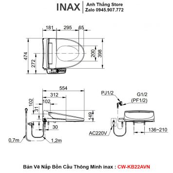 Nắp Thông Minh Điện Tử INAX CW-KB22AVN
