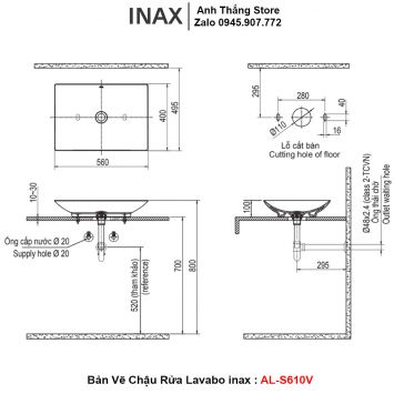 Chậu Rửa Lavabo inax AL-S610V