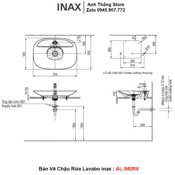 Chậu Rửa Lavabo inax AL-S620V