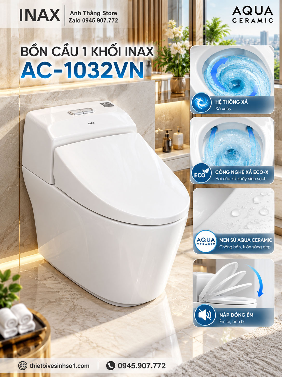 Bồn Cầu inax AC-1032VN Bồn Cầu inax AC-1032VN