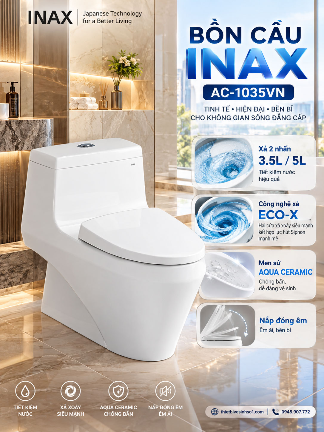 Bồn Cầu inax AC-1035VN Bồn Cầu inax AC-1035VN