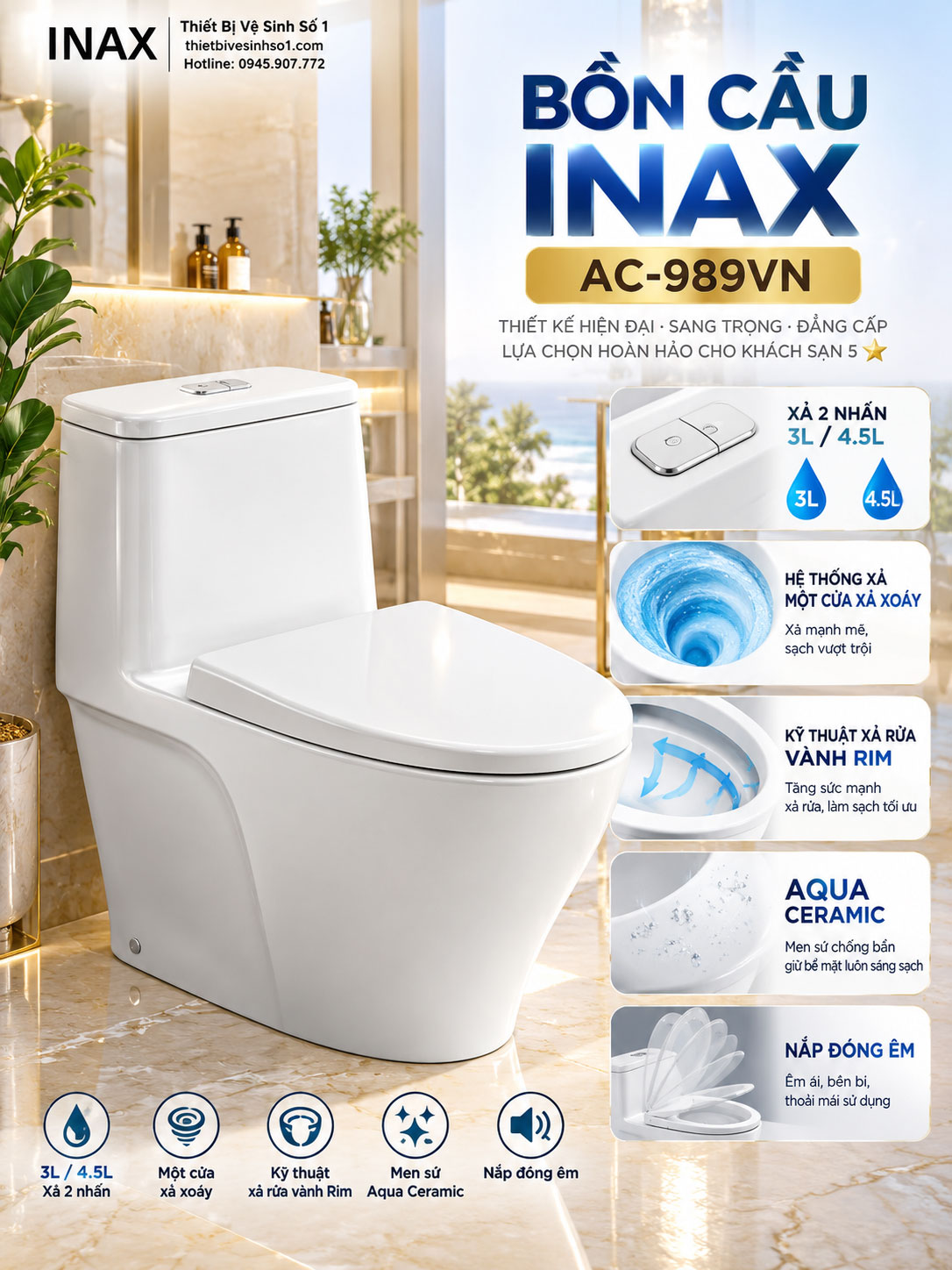 Bồn Cầu inax AC-989VN Bồn Cầu inax AC-989VN